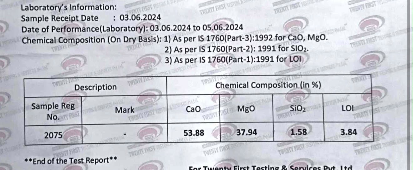Burnt lime laboratory report