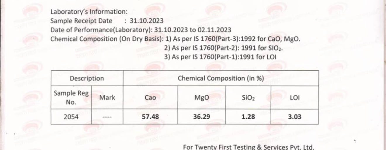 Dolomite laboratory report