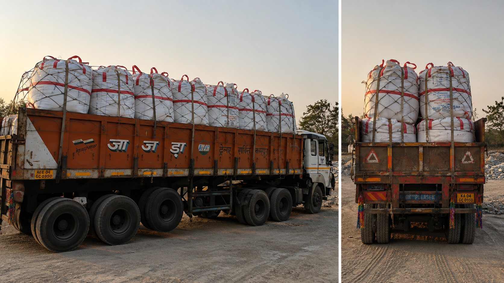 Industrial material being packed and loaded